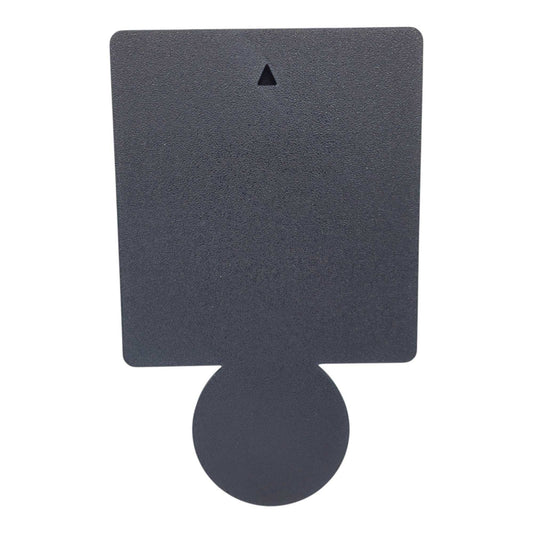 Back view of black 3D printed "Have You Tried Turning It Off and On Again" sign with mounting slot and round base