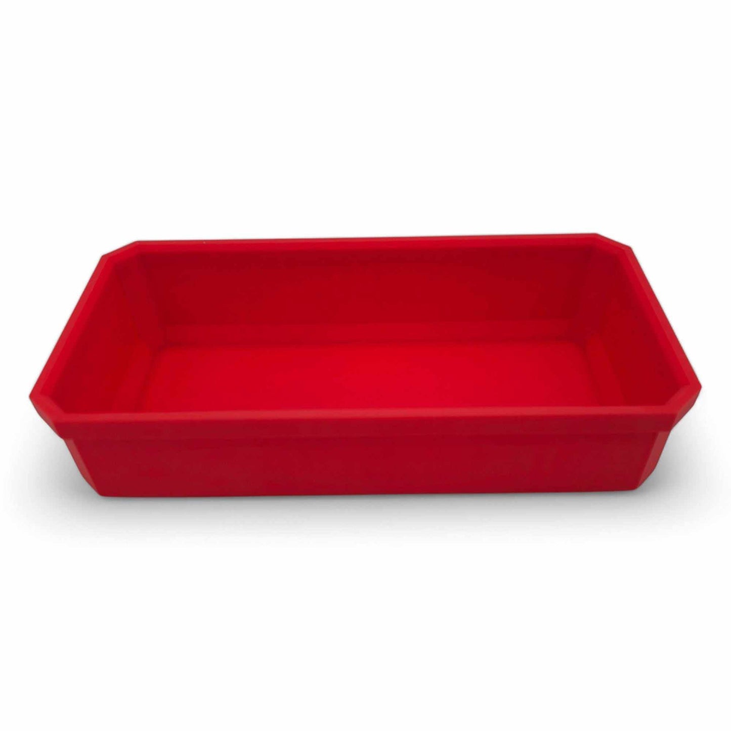 Red Milwaukee Pack-out Slim long bin without divider for organizing longer tools and accessories