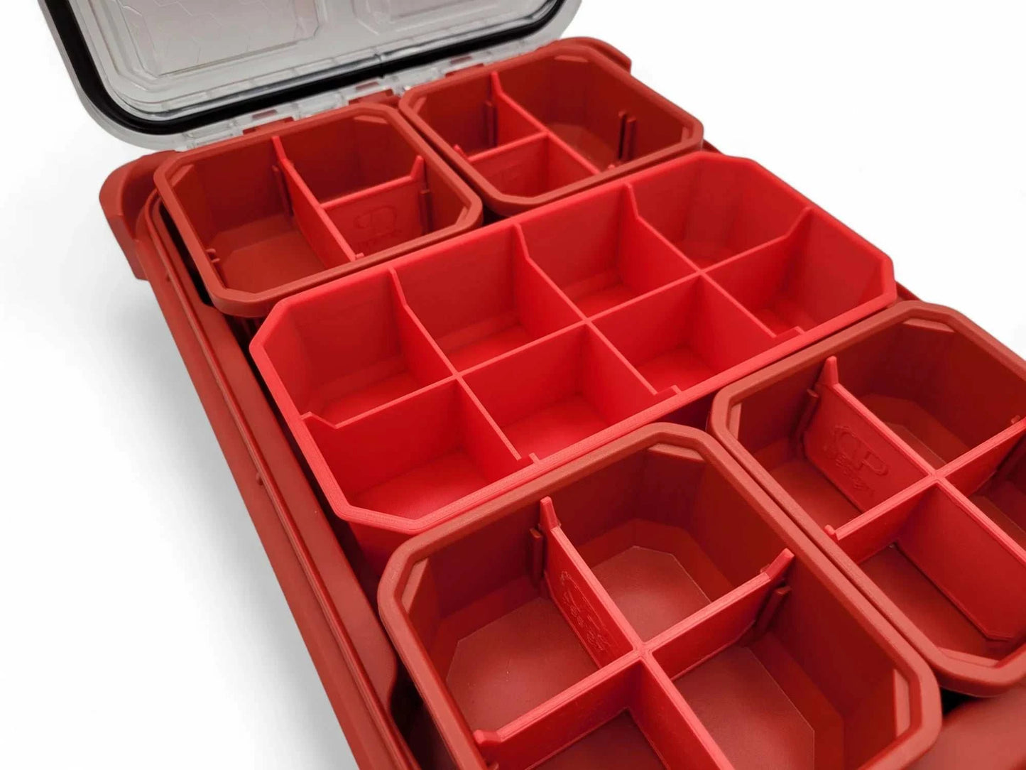 8-Compartment Tray for Packout Low Profile – in packout View - Red