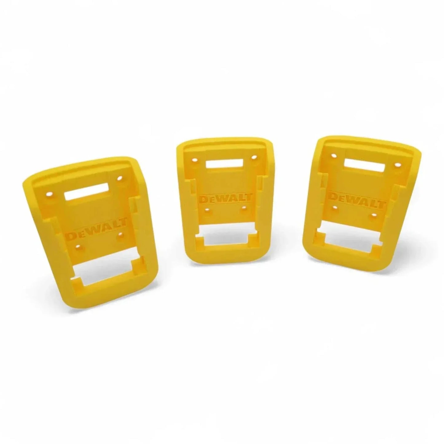 Wall mounted battery holders for DeWalt 20V, 3-pack, USA made, secure click-in design.