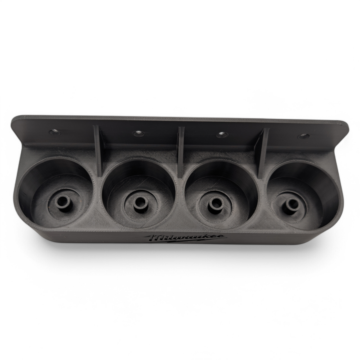 Milwaukee 2505 Head Storage Rack wall-mount organizer for four Fuel Installation Driver heads in durable black PETG