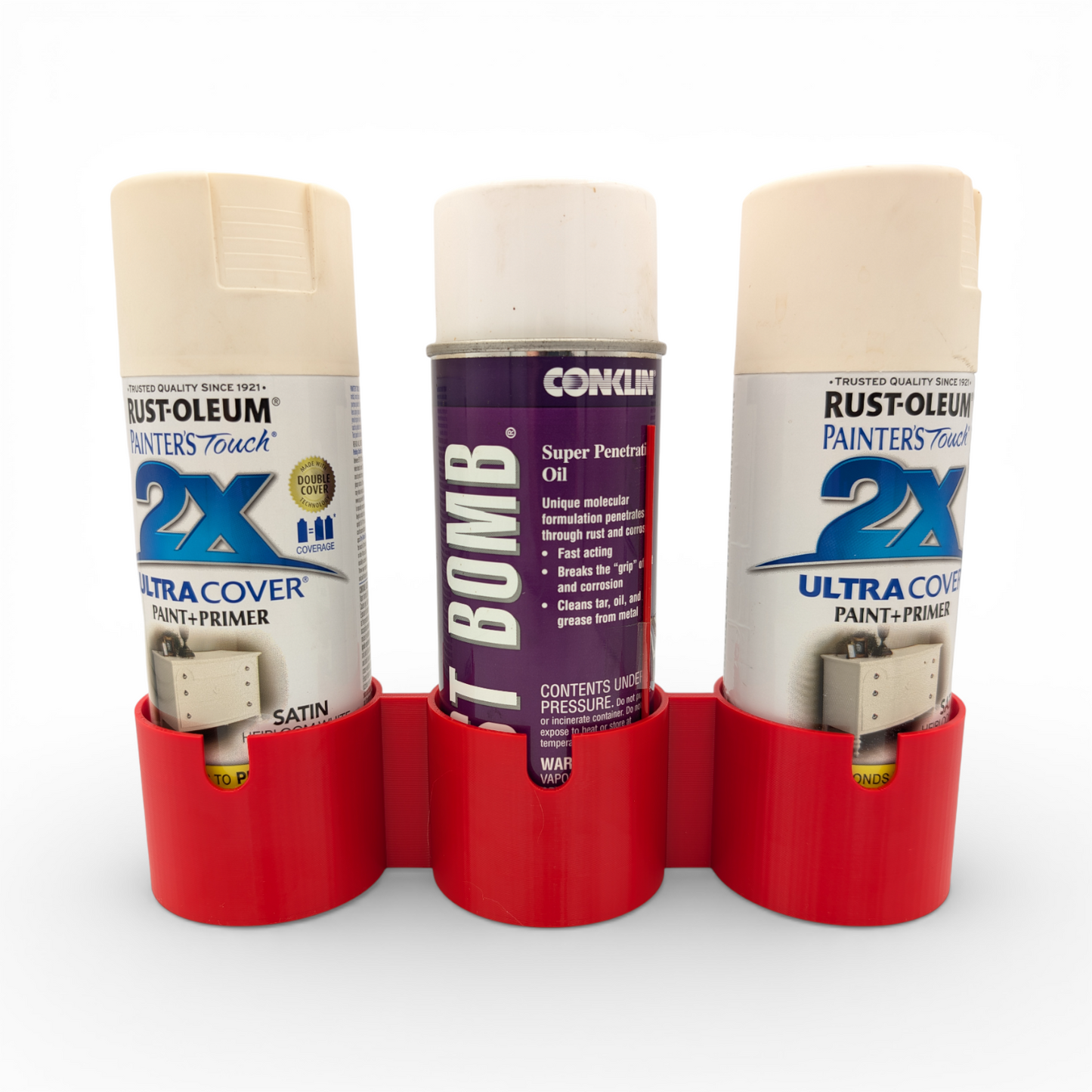 Triple Spray Can Holder – Wall Mount Organizer for Up to 1 5/8″ Cans