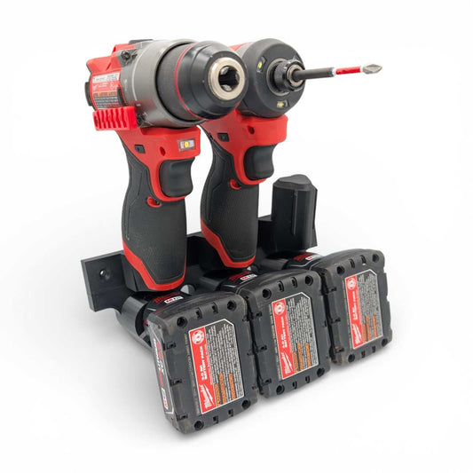 Milwaukee M12 Tool and Battery Wall Mount – Deluxe 3 Tool 3 Locking Battery Holder