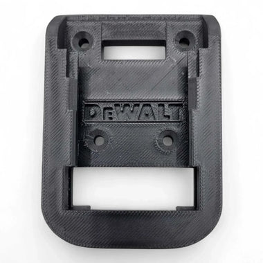 Wall mounted holder for 20V DeWalt batteries, PETG material, USA made.