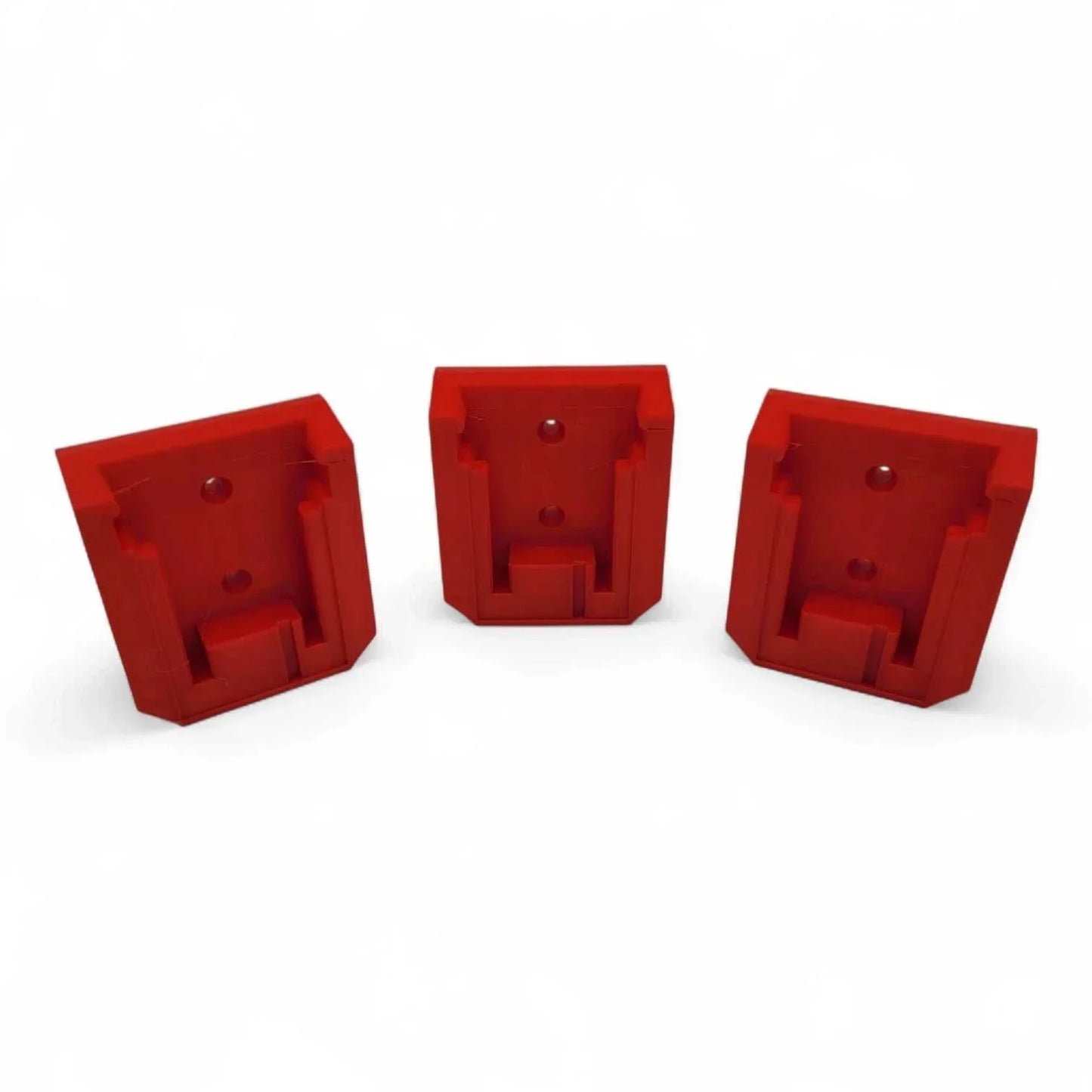 Milwaukee M18 Battery Wall Mounts - 3 Pack, Red, Heavy Duty PETG, Secure Click-In Design.