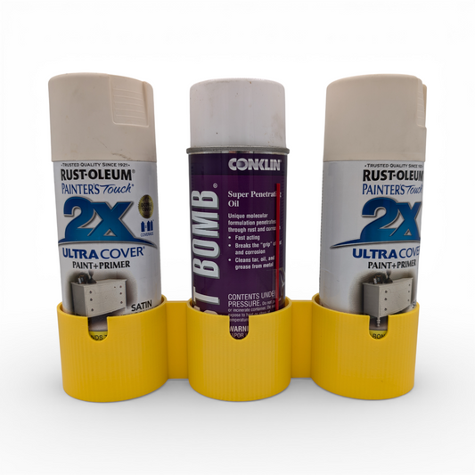 Triple Spray Can Holder – Wall Mount Organizer for Up to 1 5/8″ Cans