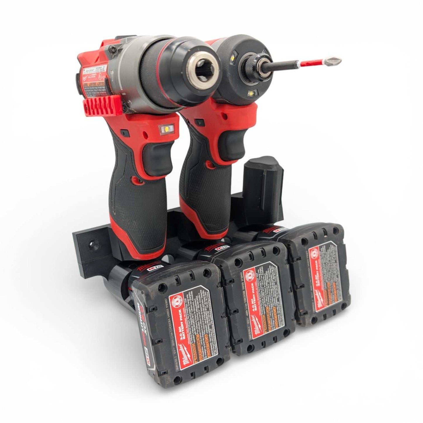 Milwaukee M12 Tool and Battery Wall Mount – Deluxe 3 Tool 3 Locking Battery Holder